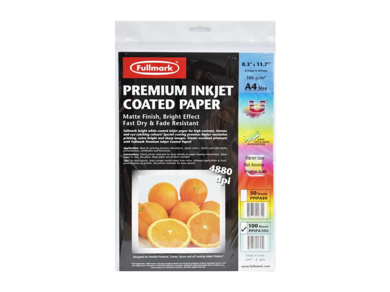 Fullmark Premium Inkjet Coated Paper PPIPA100 (A4 size) - 100 sheets/pack